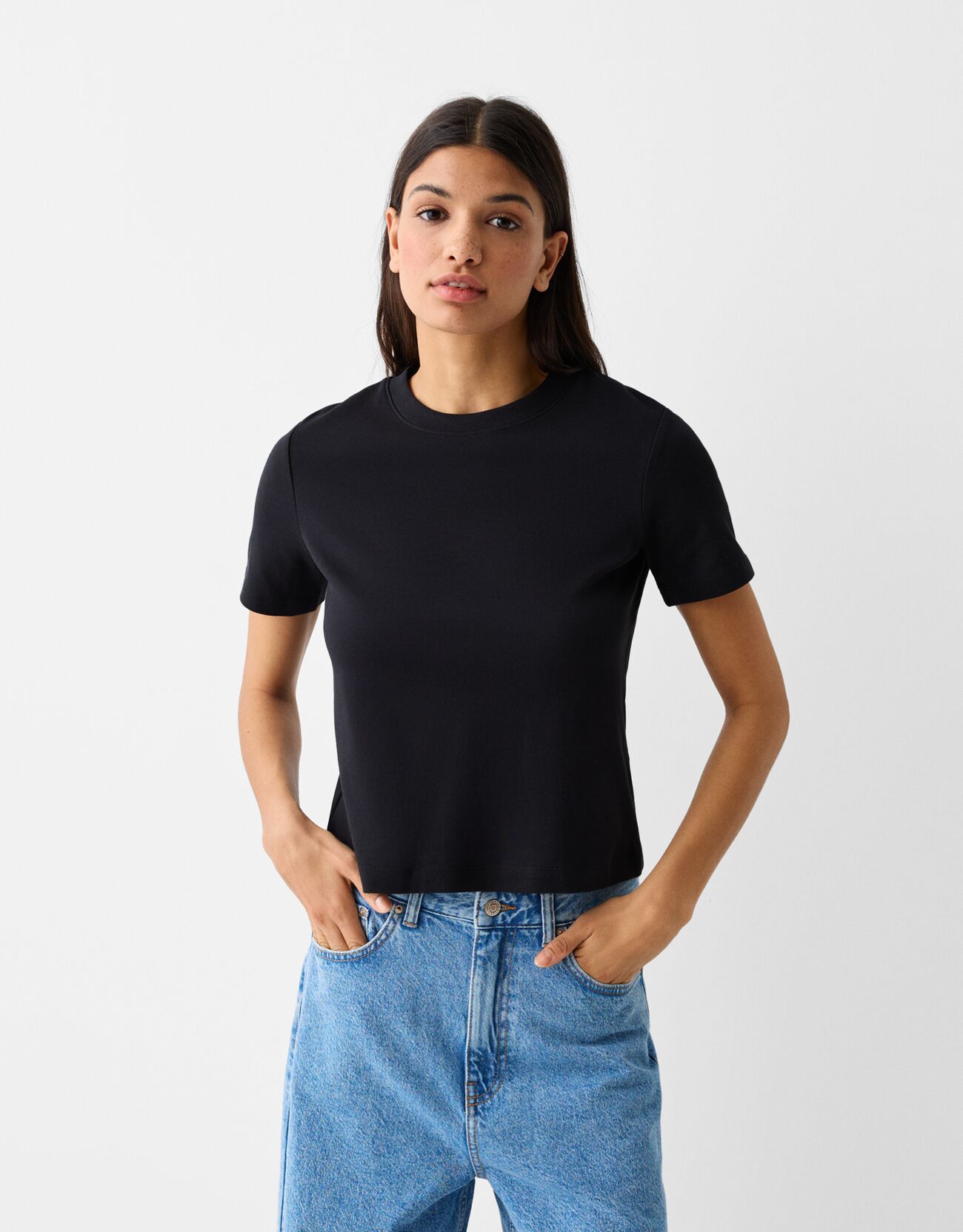 Bershka T-Shirt Im Regular Fit Damen M Schwarz