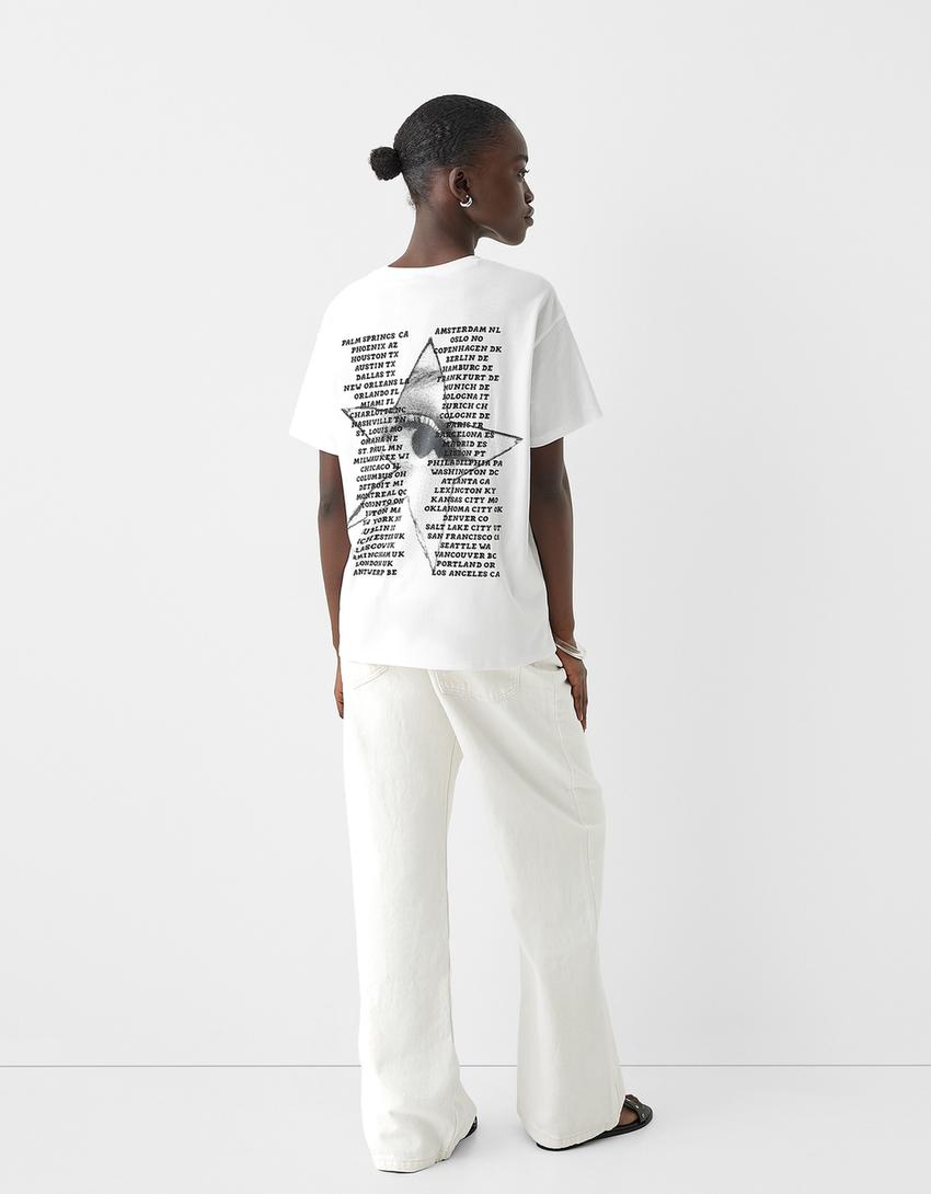 Camiseta Olivia Rodrigo manga curta-Branco roto-1