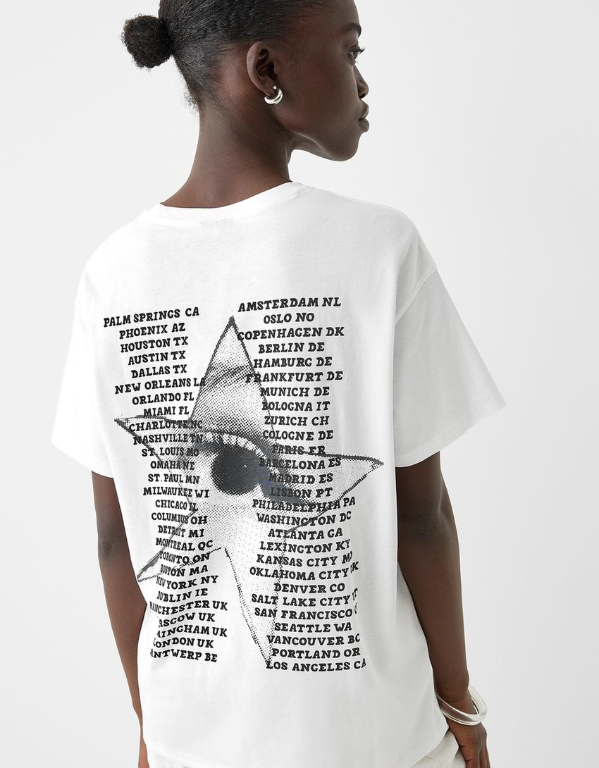 Camiseta Olivia Rodrigo manga curta-Branco roto-6