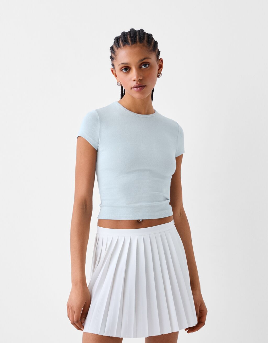 Camiseta manga corta cuello redondo-Azul claro-0