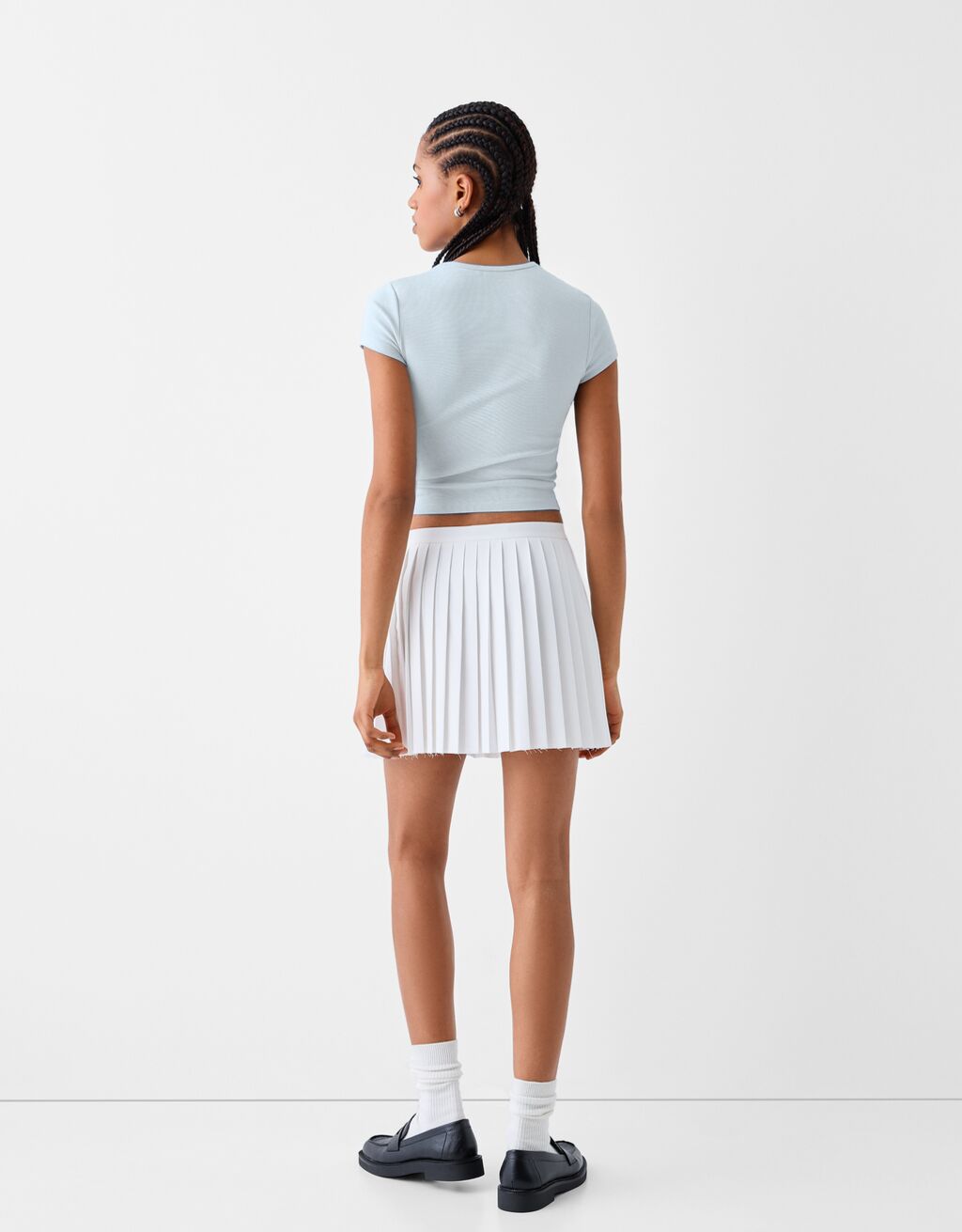 Maglietta a maniche corte con collo rotondo-Azzurro Chiaro-1