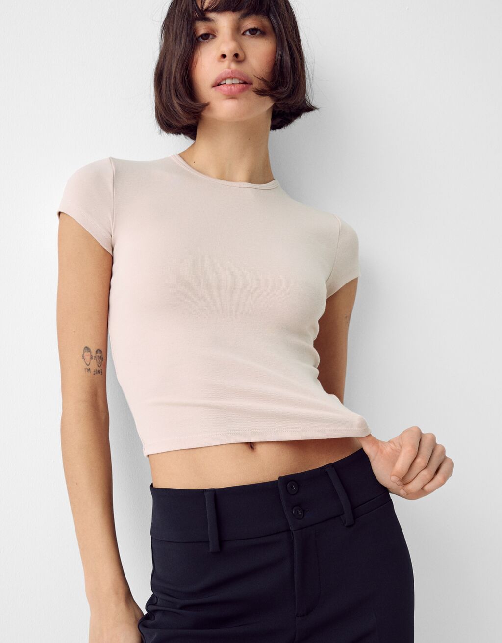 Maglietta a maniche corte con collo rotondo-Rosa-2