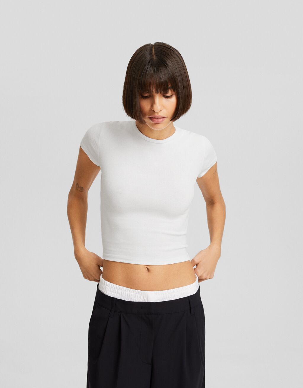 T-shirt manga curta decote redondo-Gelo-0