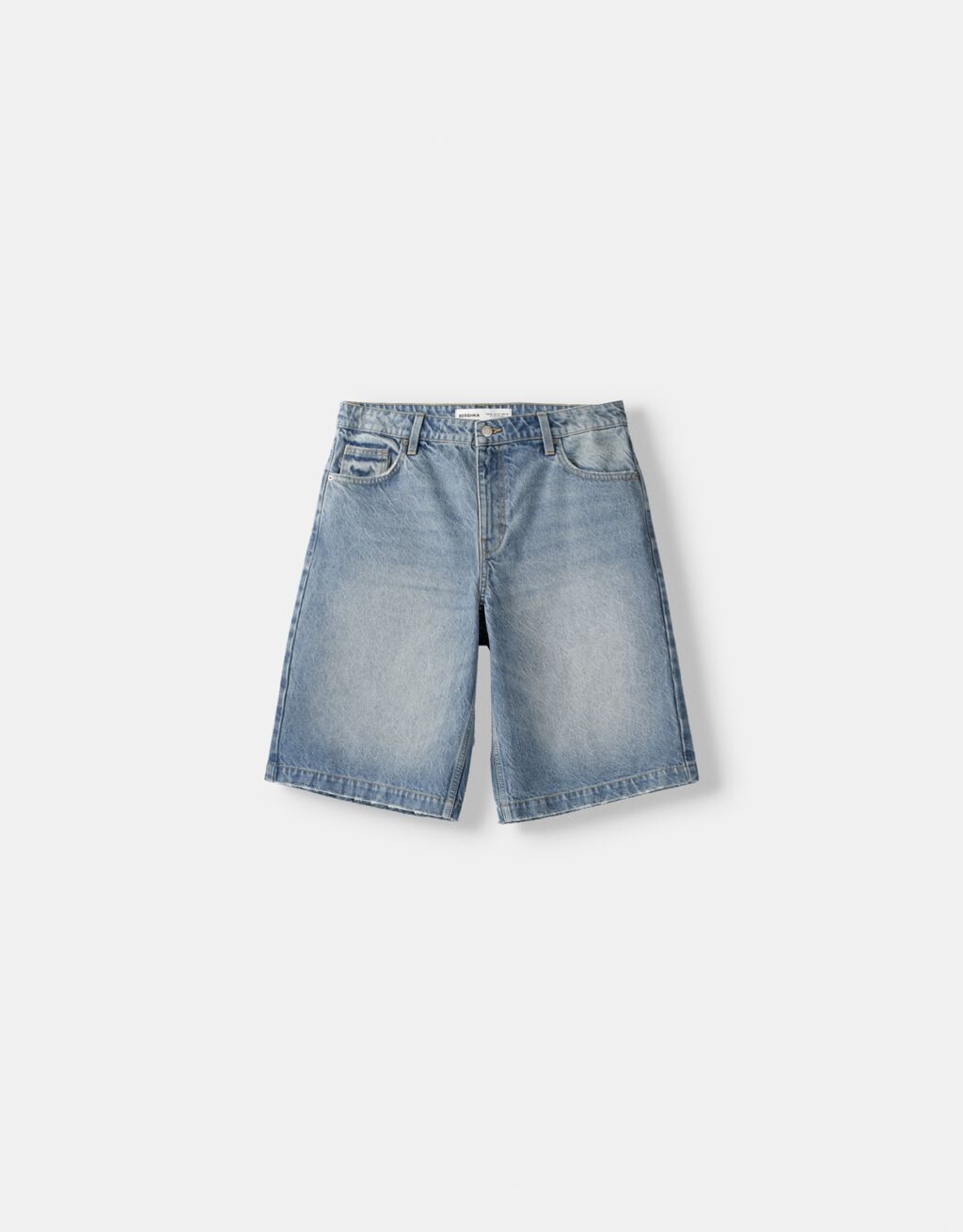 Baggy denim Bermuda shorts-Light blue-5