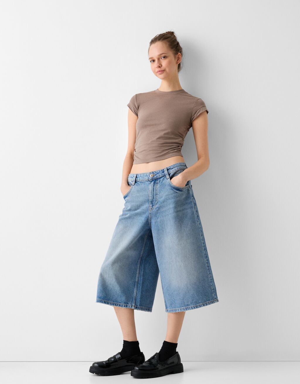 Baggy denim Bermuda shorts