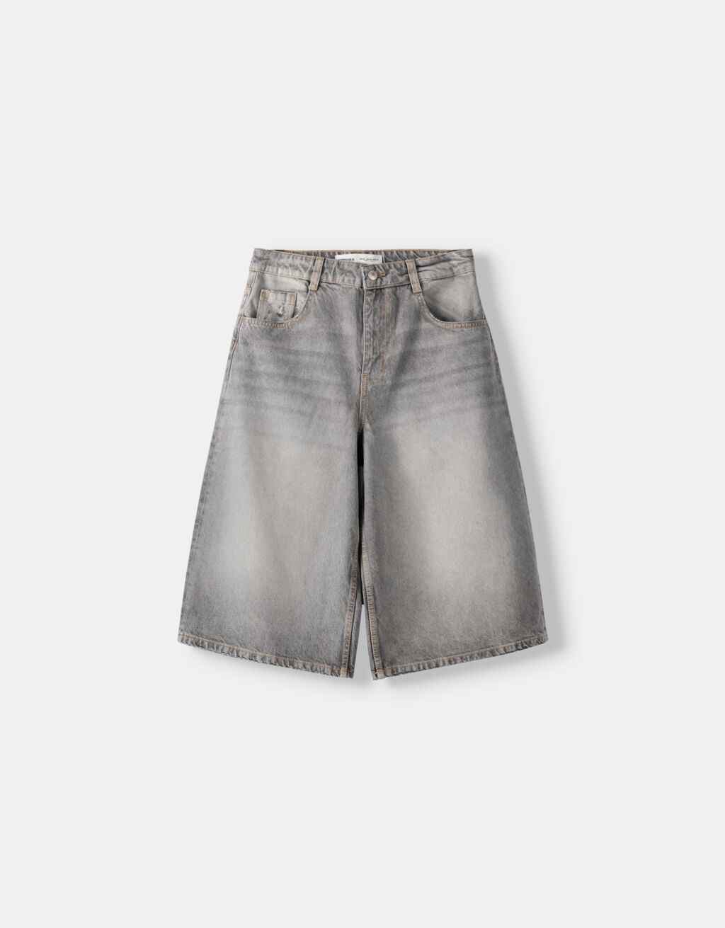 Baggy denim Bermuda shorts-Grey-4