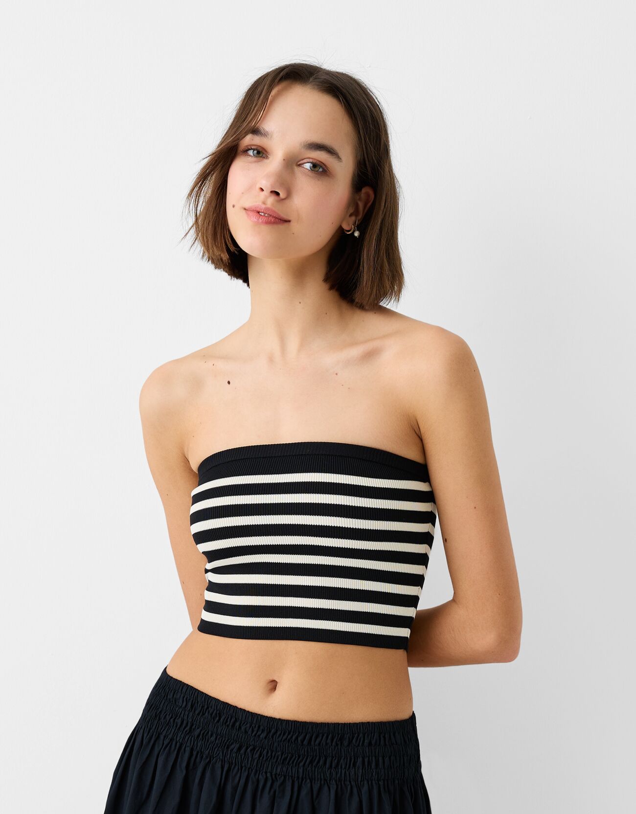 Bershka Bandeau-Top Damen M Schwarz