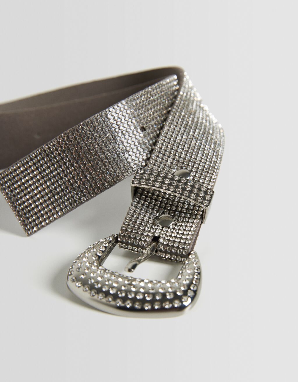 Ceinture à boucle en strass-Argent-2