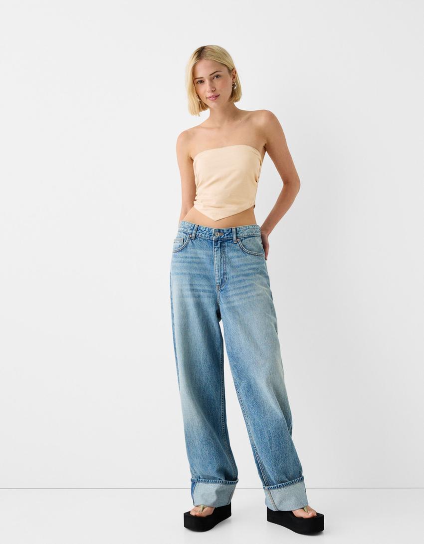 Top foulard in misto lino-Sabbia-3