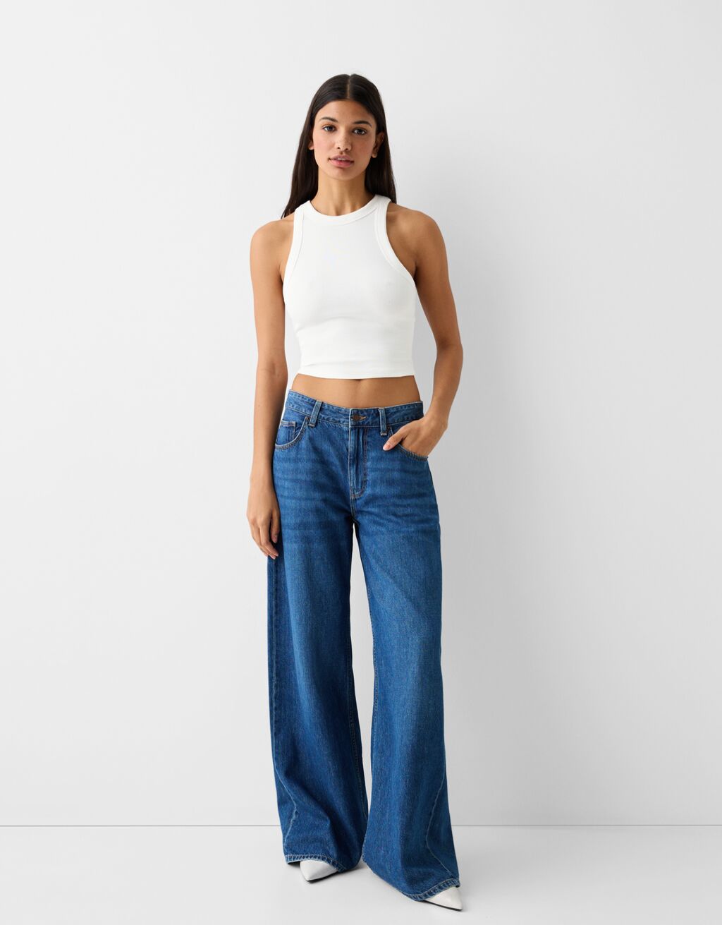 Canotta a coste-Bianco Roto-3