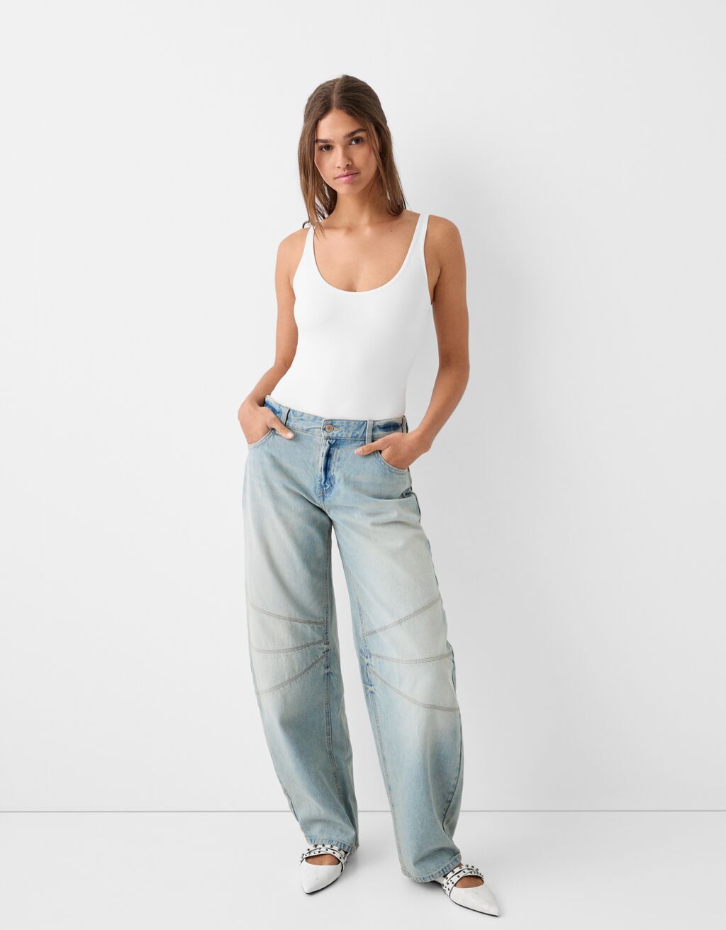 Body con bretelle-Bianco-0