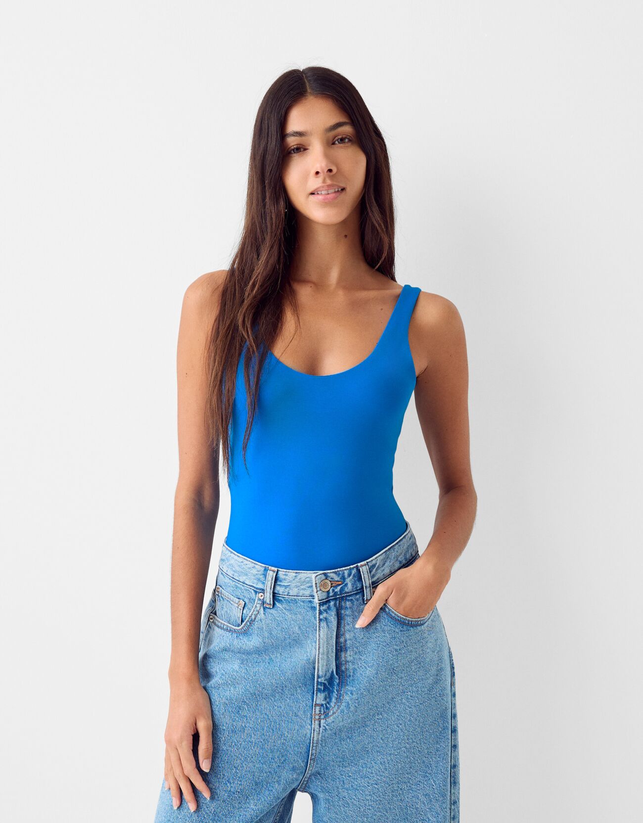 Bershka Body Mit Trägern Damen Xs Blau