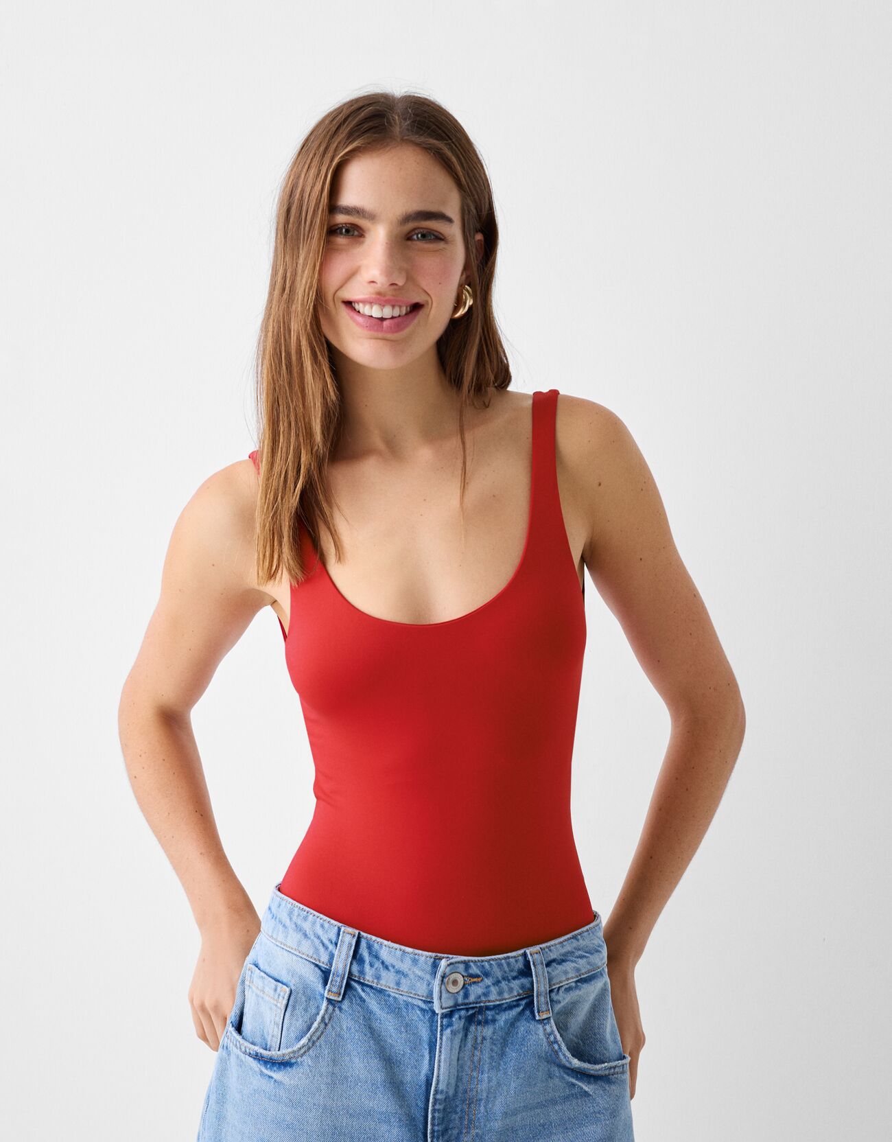 Bershka Body Mit Trägern Damen S Rot