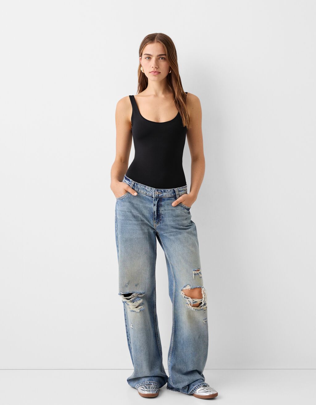 Body con bretelle-Nero-0