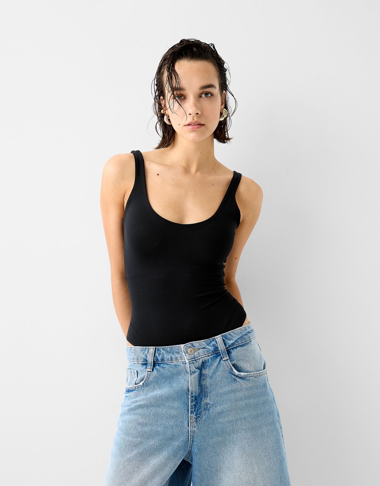 Bershka Body Mit Trägern Damen Xs Schwarz