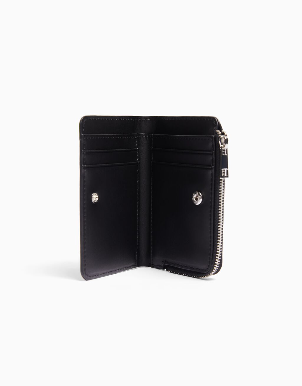 Porte-monnaie effet verni gravé imprimé animal-Noir-2