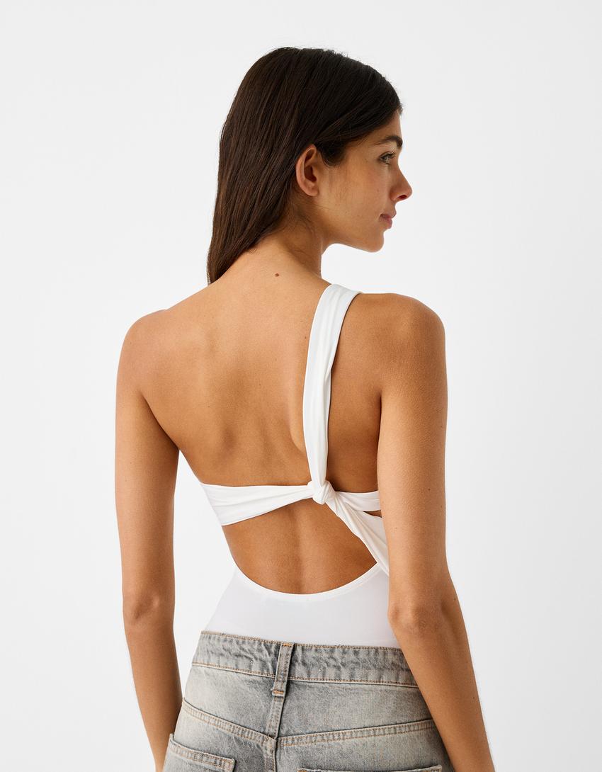 Asymmetric bodysuit-Off white-2