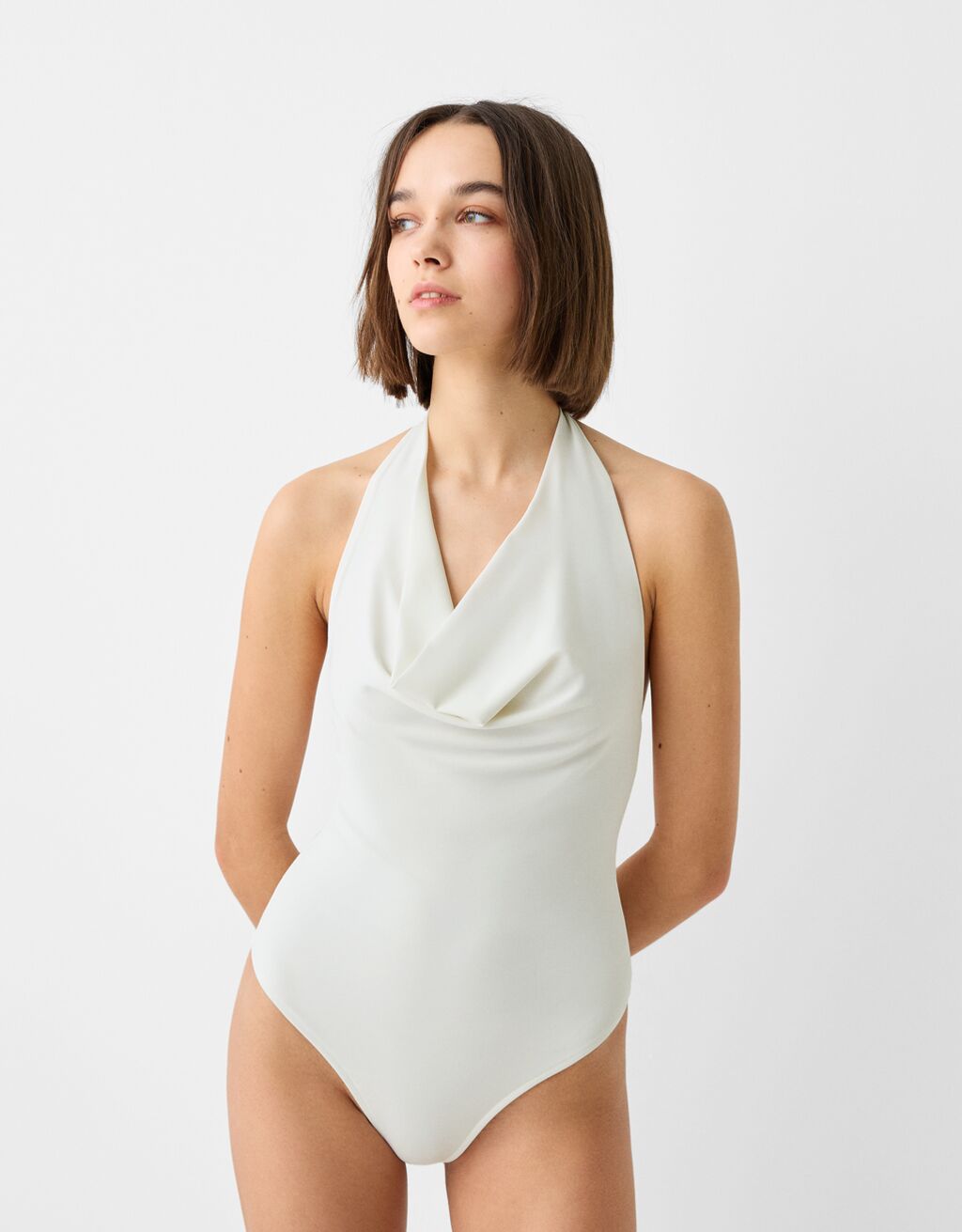 Body halter drappeggiato-Avorio-4