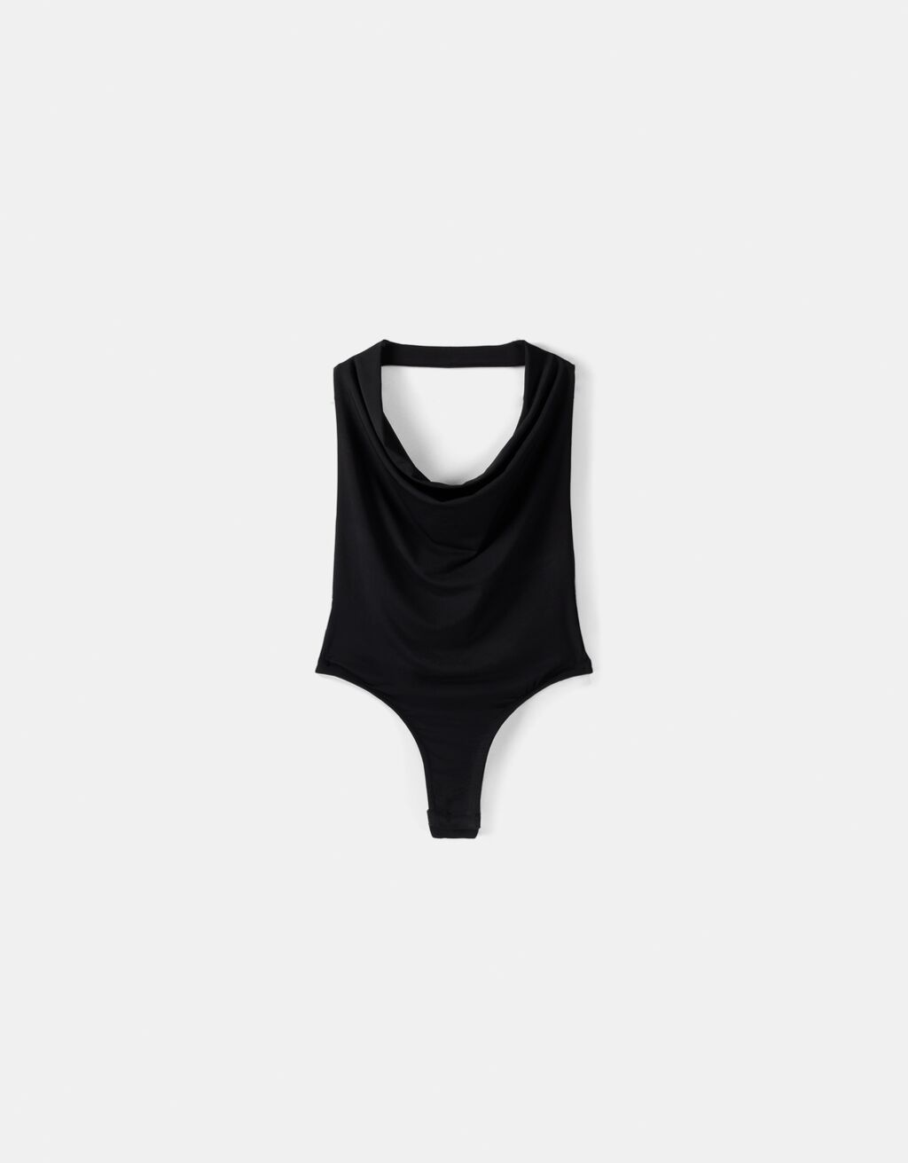 Body drapé à encolure américaine-Noir-7