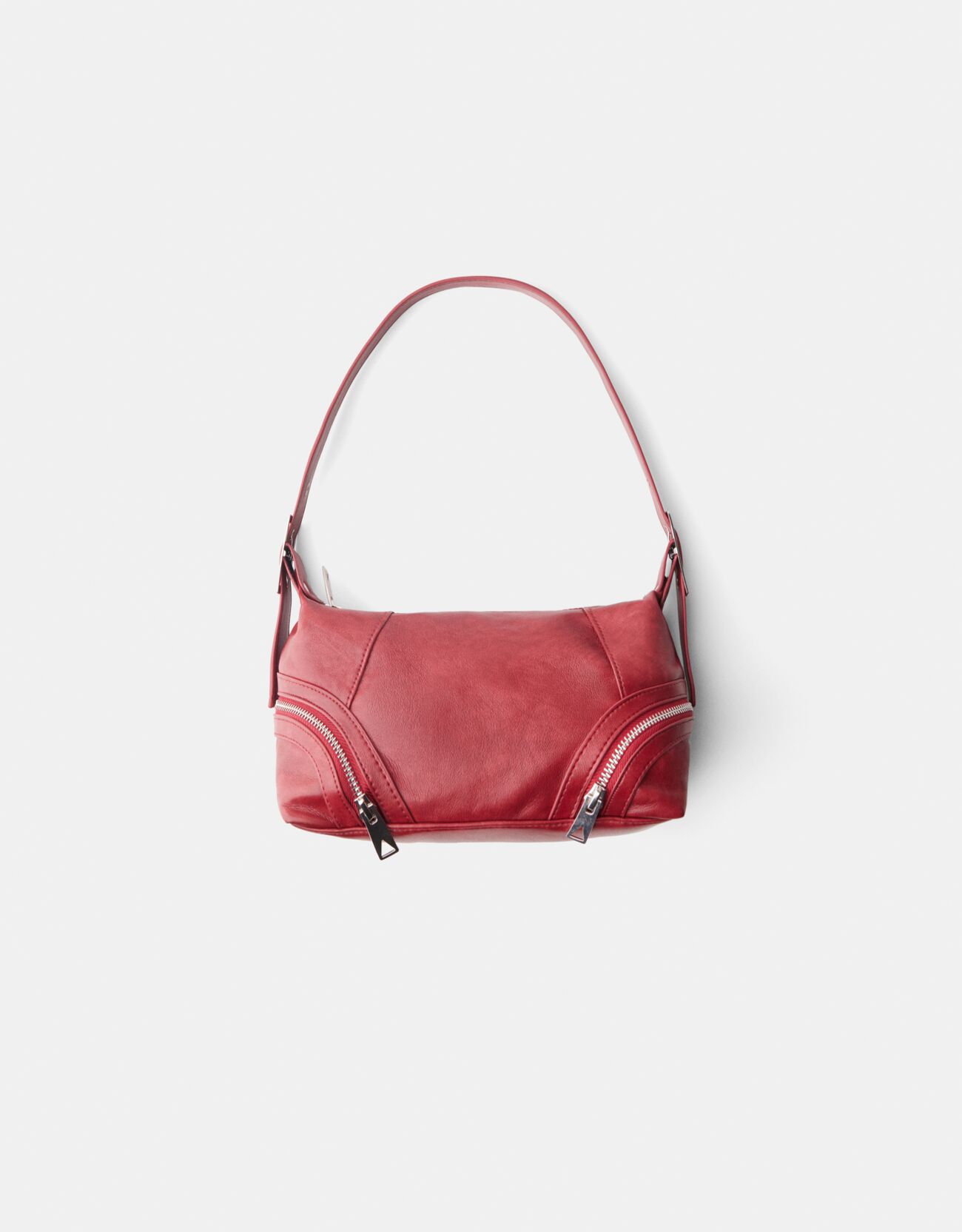 Bershka Schultertasche Mit Reißverschluss Damen Weinrot