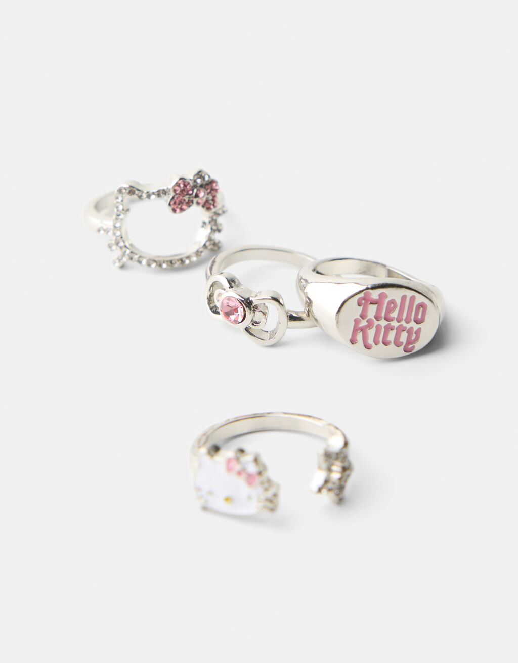 חבילה של 4 טבעות Hello Kitty Mania-כסף-2