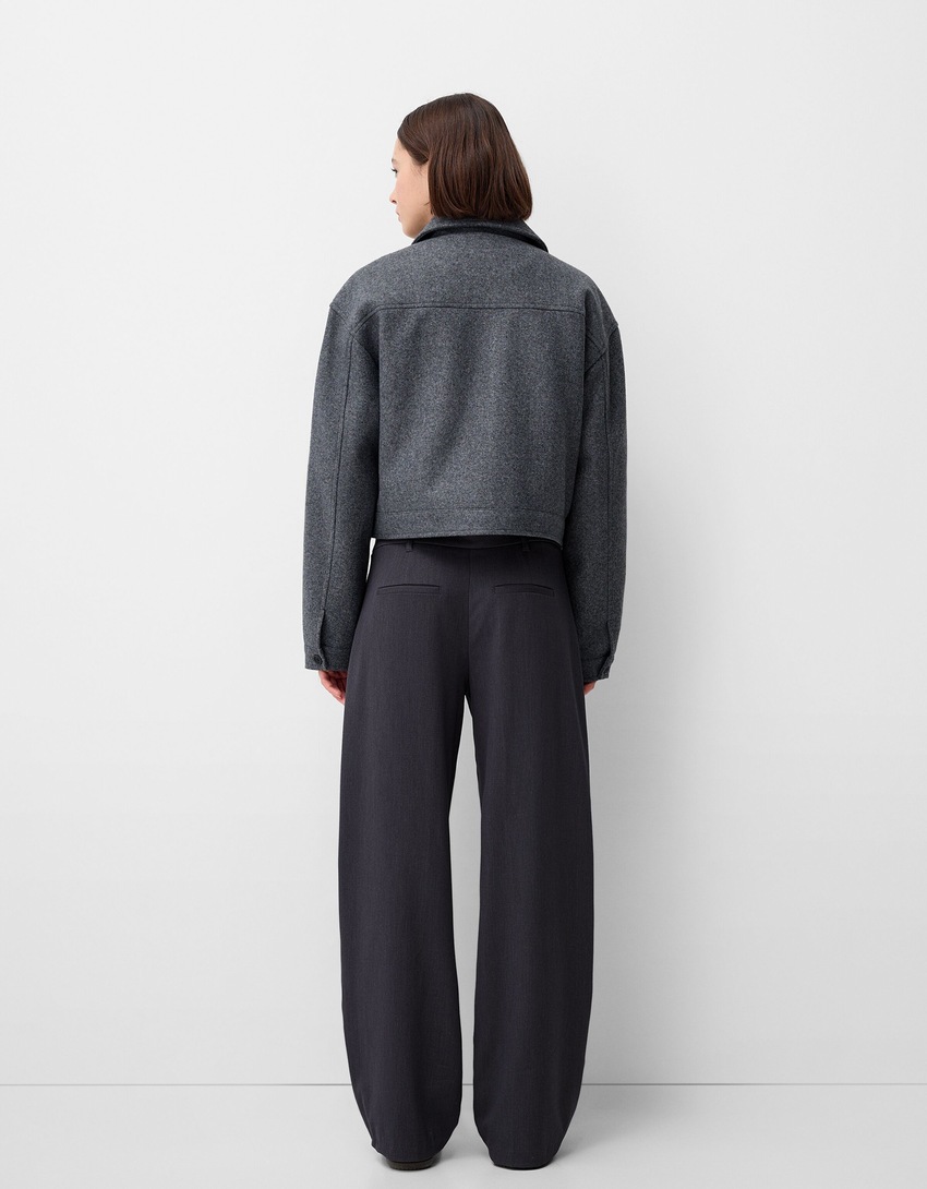 Low-rise baggy trousers-Dark grey-2