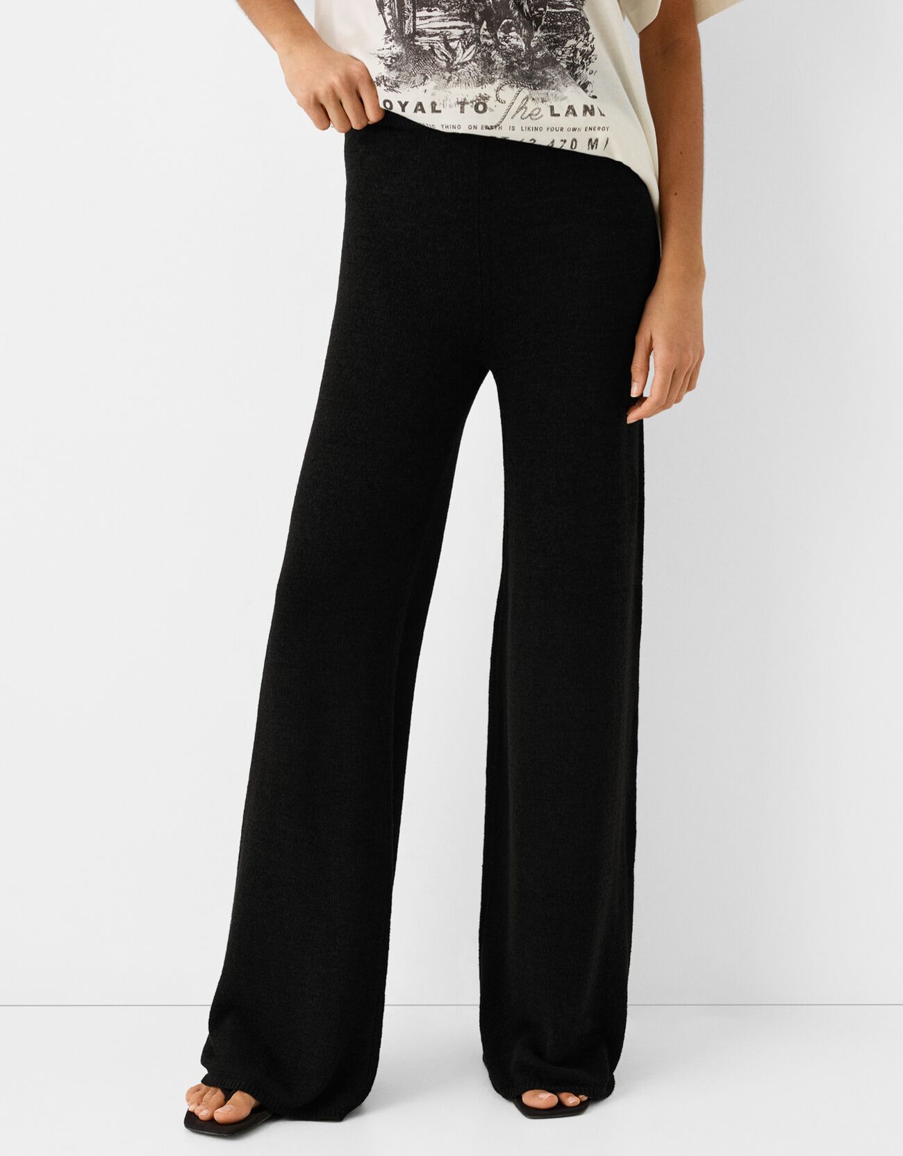 Bershka Pantalón Flare Mujer S Negro