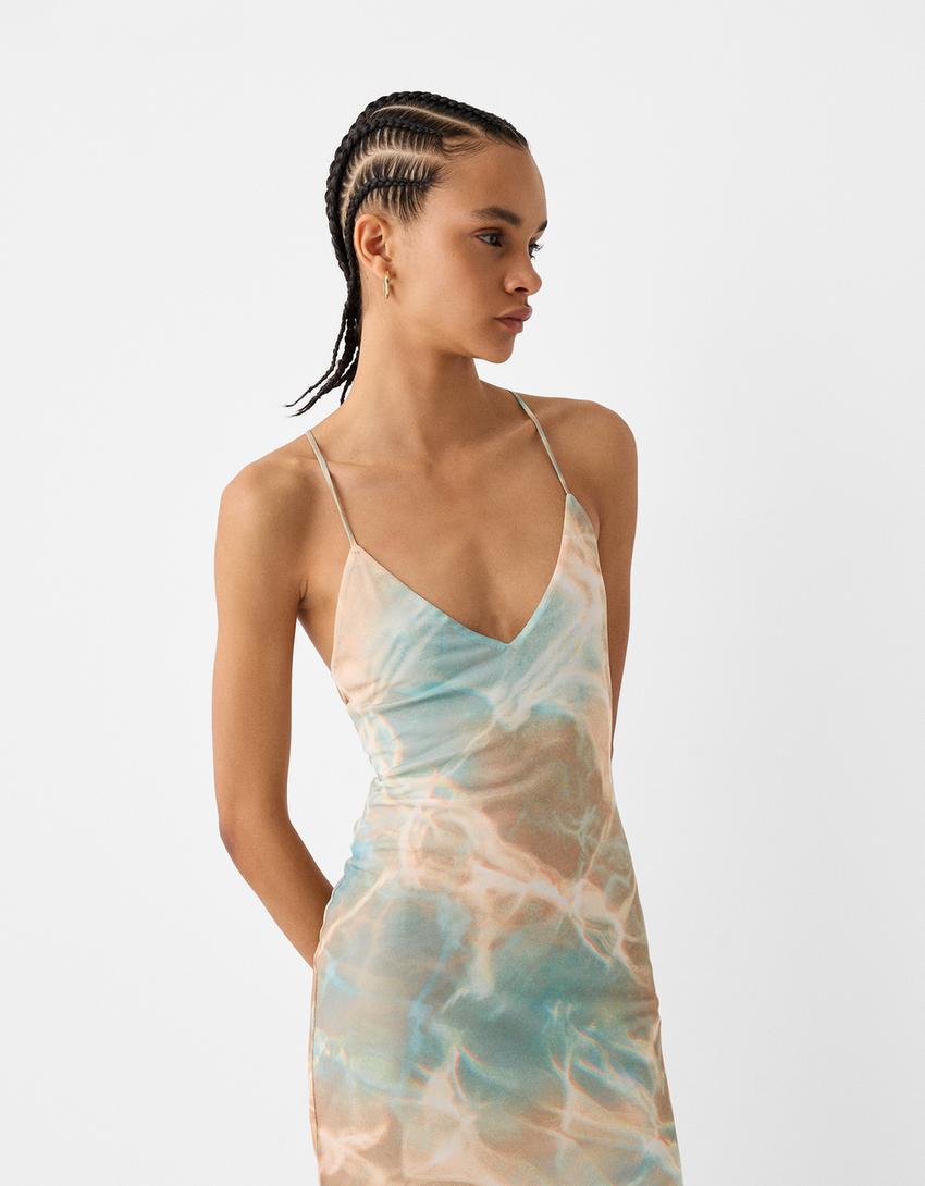 Tulle midi dress-Sand-1