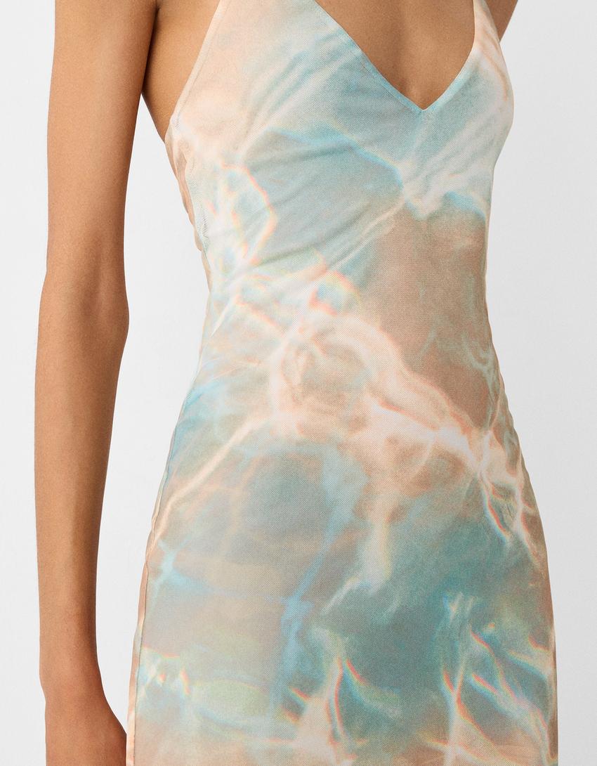 Tulle midi dress-Sand-6