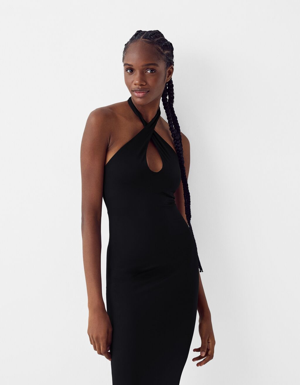 Maxi dress with crossover neckline Women Bershka