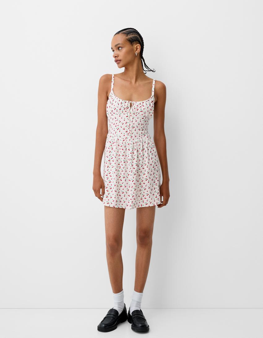 Desenli mini elbise-Çok renkli-3