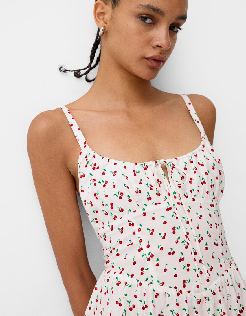 Desenli mini elbise-Çok renkli-5