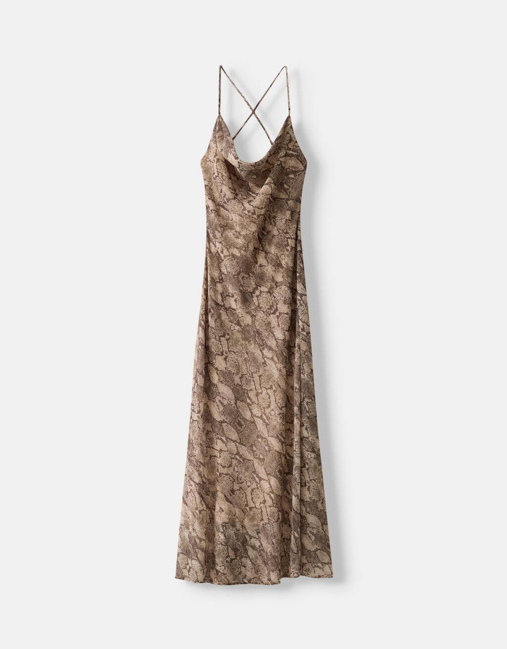 Vestido maxi chifón animal print-Beige-5