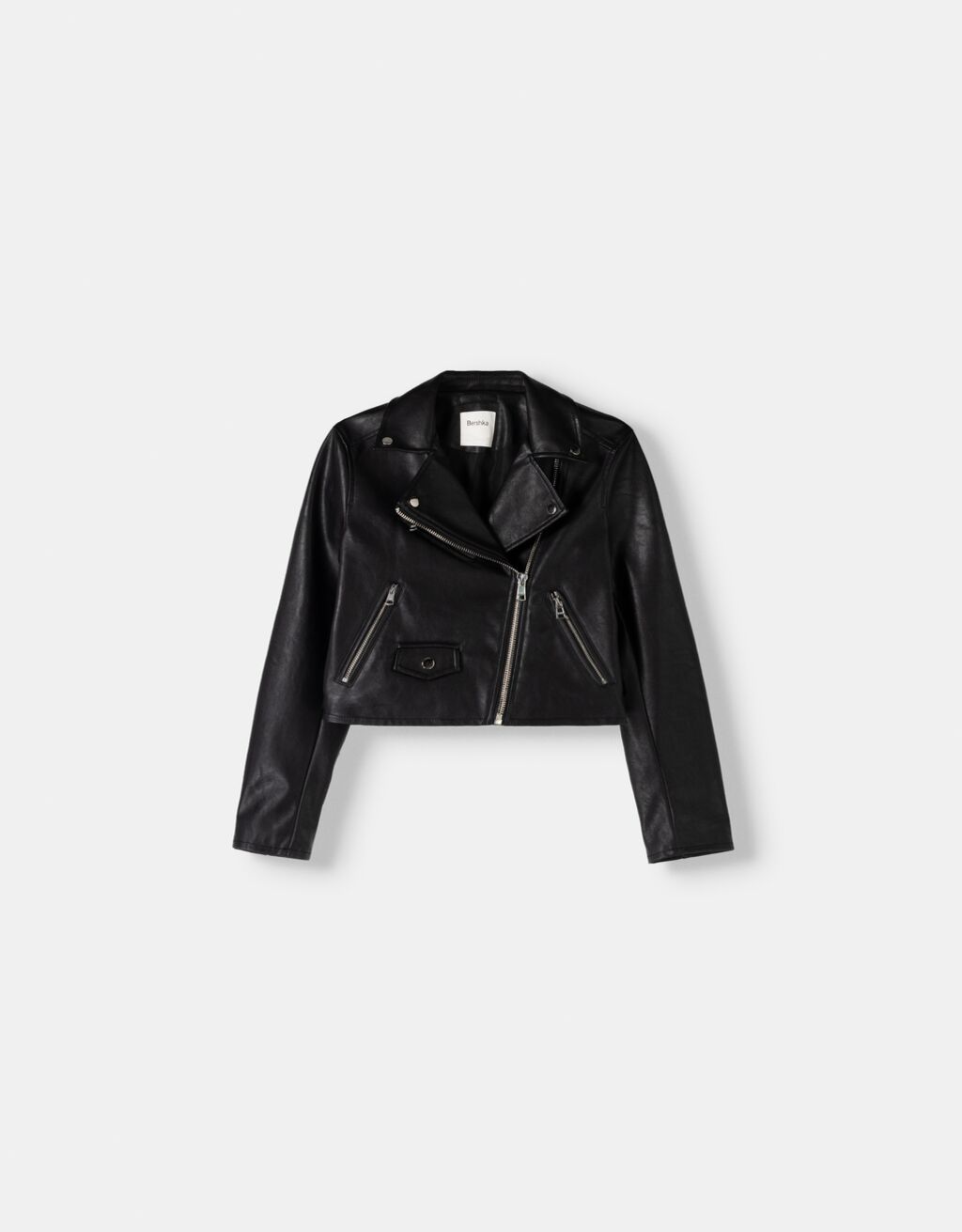 Giubbotto biker effetto pelle-Nero-4