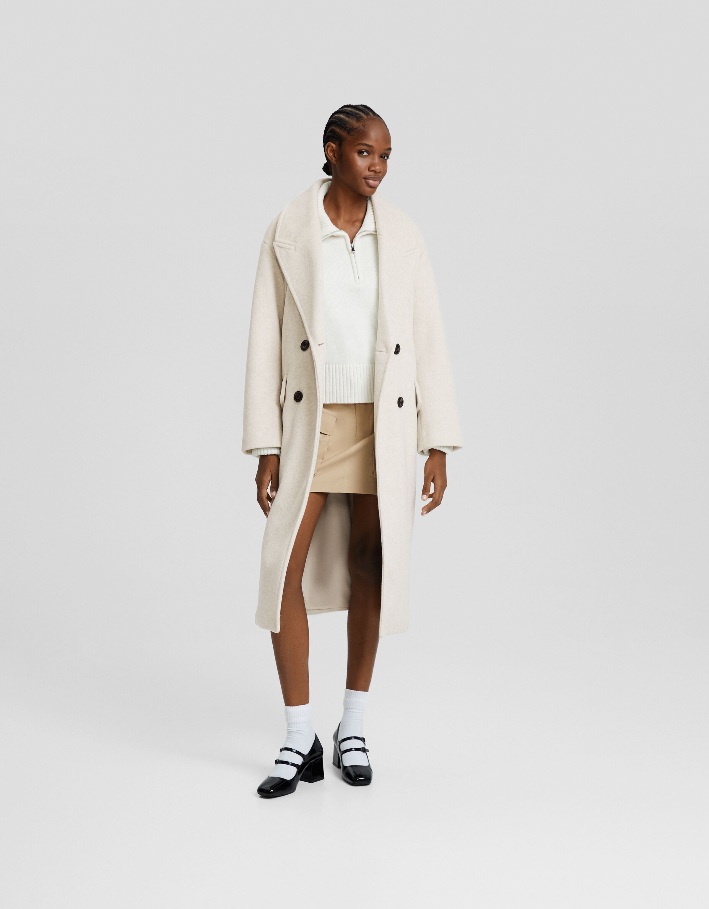 Manteau long epaules tombantes Manteaux Femme Bershka