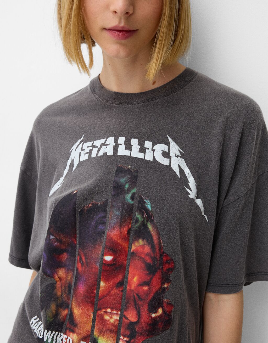Camiseta Metallica manga corta-Gris-2