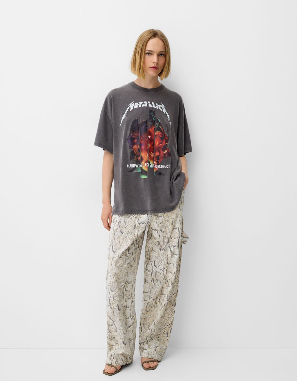 Camiseta Metallica manga corta-Gris-3