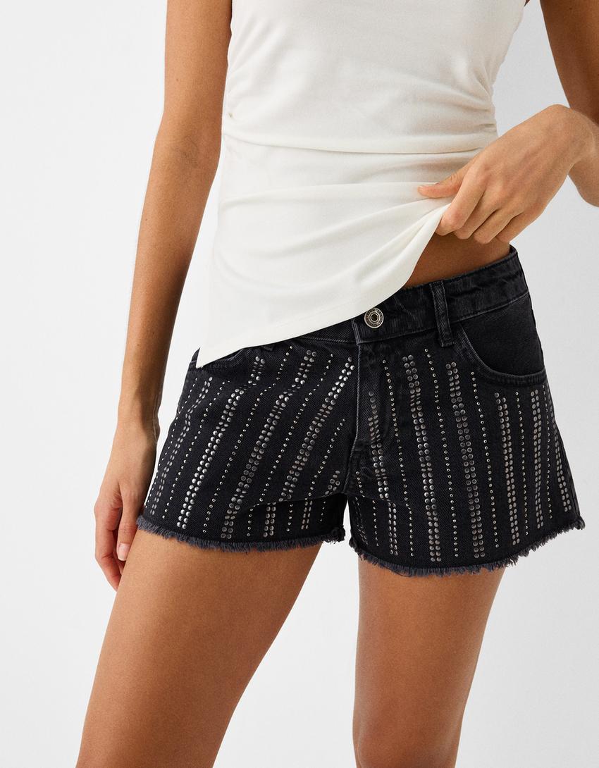 Short denim brillants-Noir-3