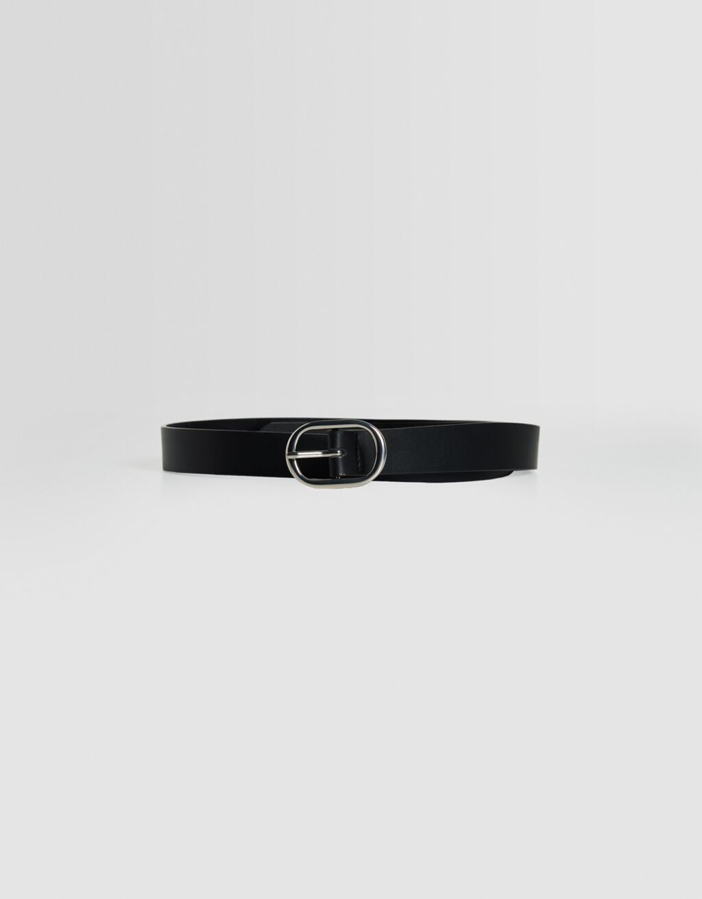 Ceinture en similicuir avec boucle rectangulaire-Noir-0