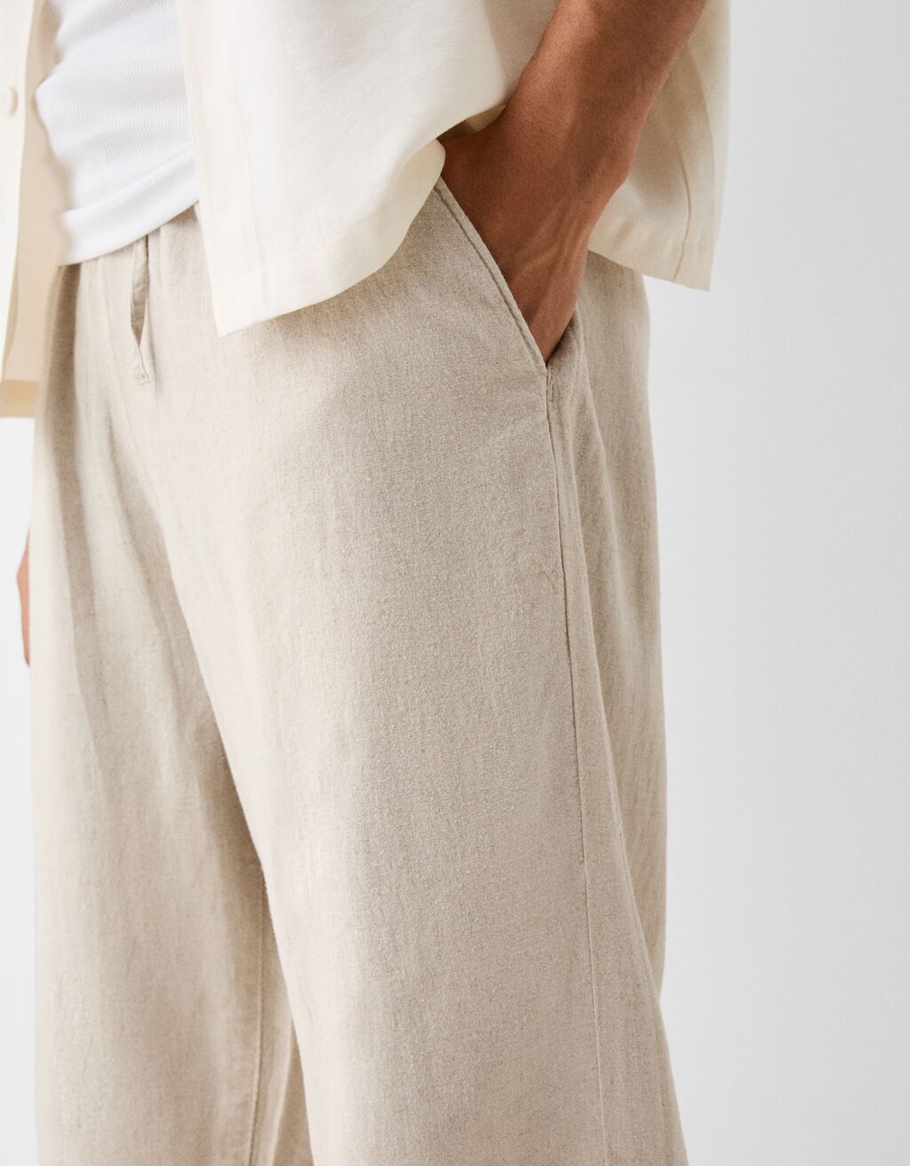 Pantalón jogger wide con lino-Arena-5