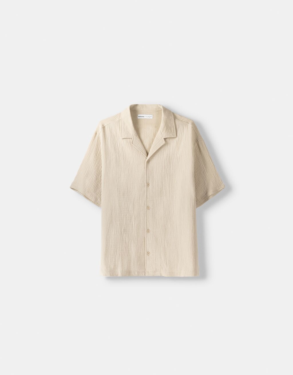 Relaxed fit short sleeve textured shirt-Sand-4
