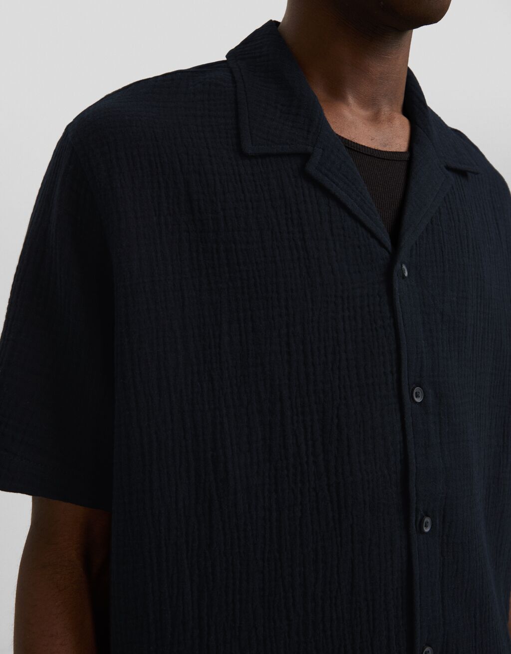 Camisa manga corta relaxed fit textura-Negro-2