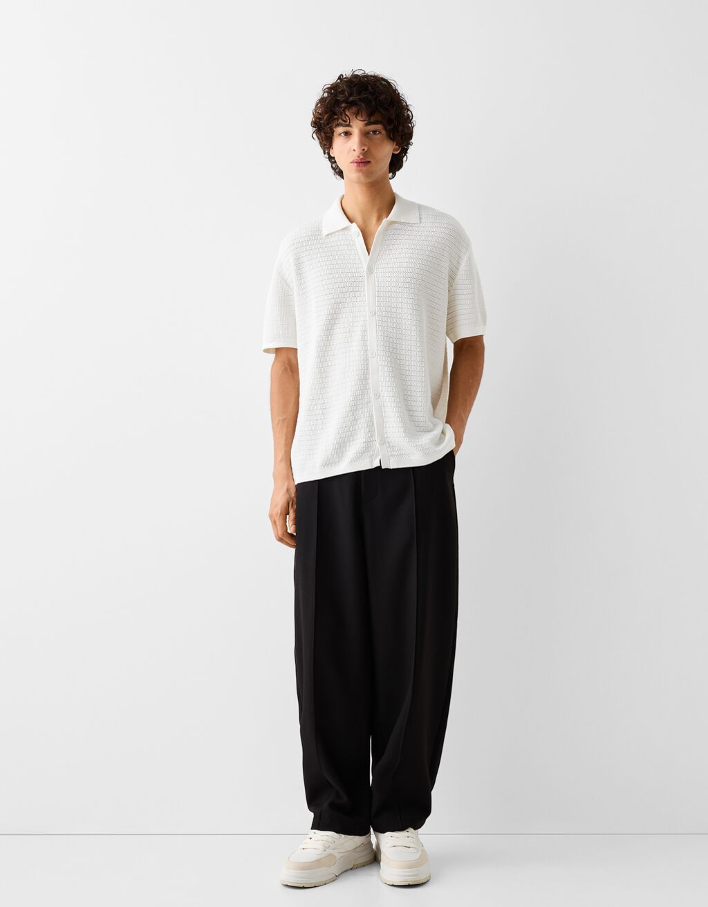 Open knit short sleeve shirt - Men | Bershka