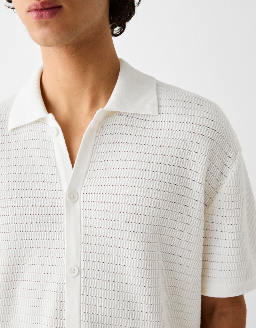 Camisa manga corta calados-Blanco-5