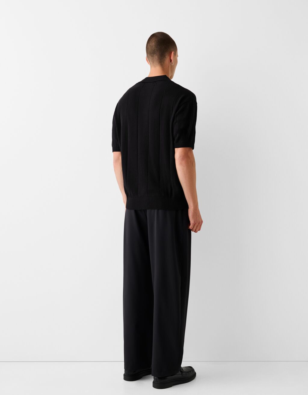 Polo manga corta estructura-Negro-1