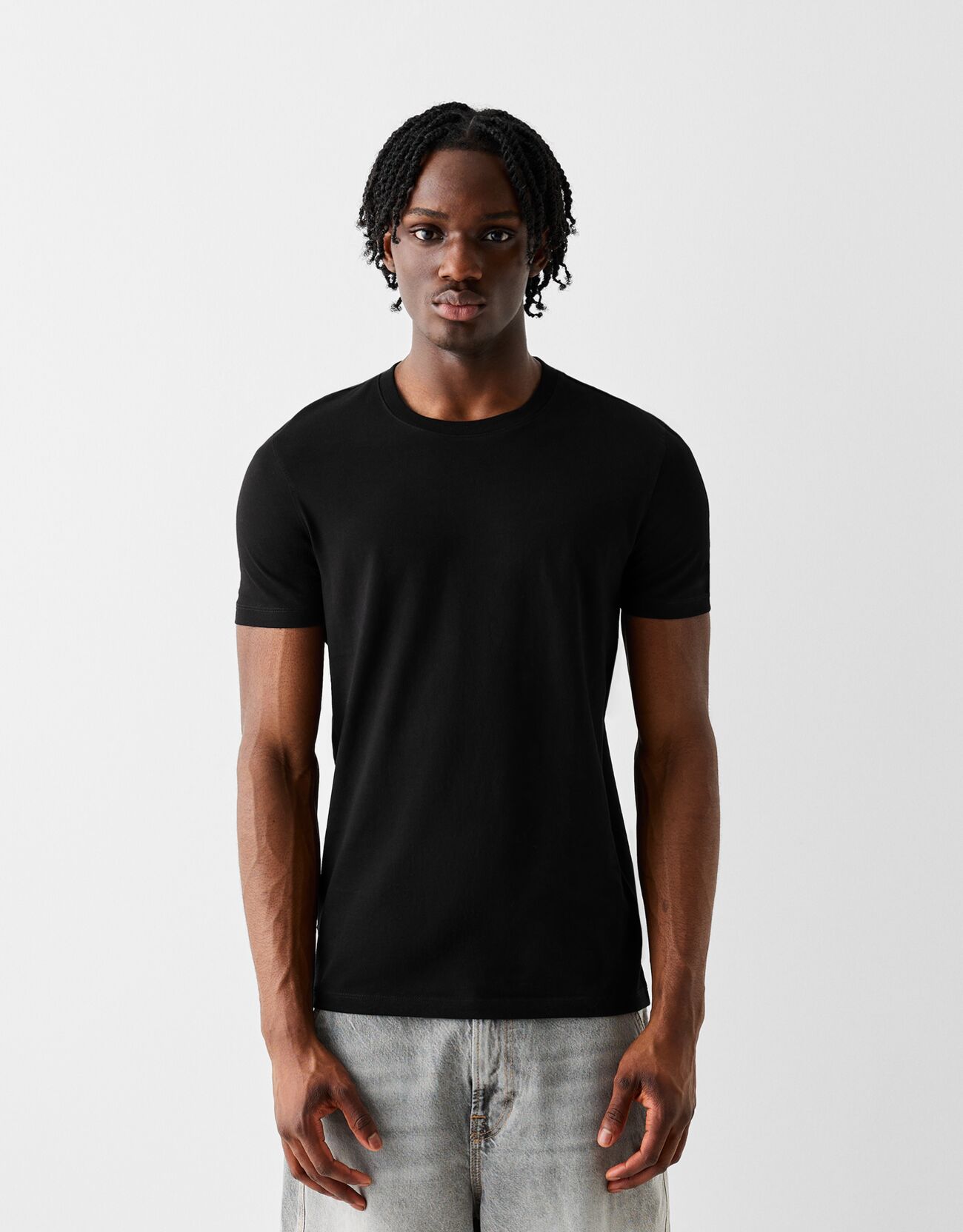 Bershka Maglietta A Maniche Corte Regular Fit Uomo M Nero