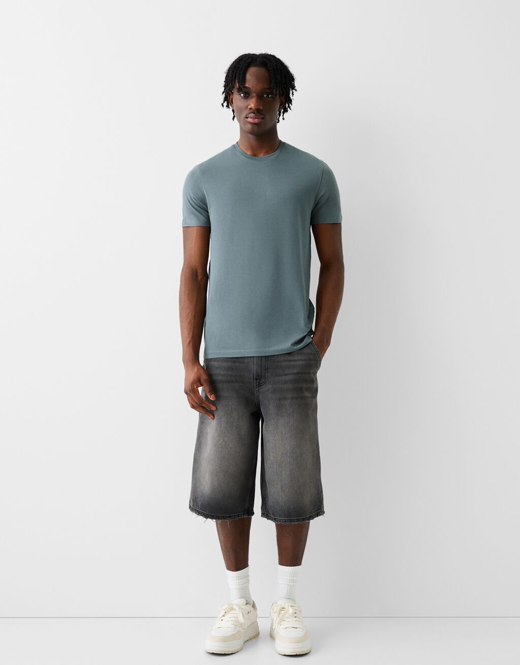 T-shirt manga curta regular fit-Verde-3