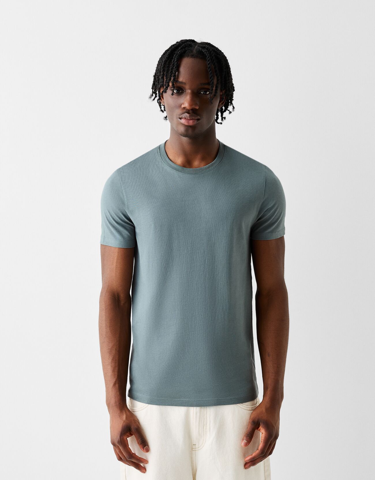 Bershka Maglietta A Maniche Corte Regular Fit Uomo M Verde