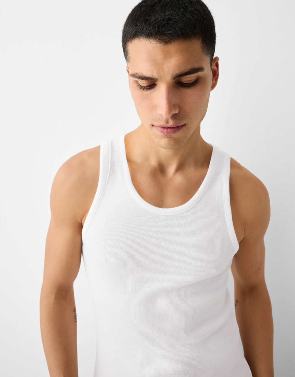 Ribbed vest top-White-2