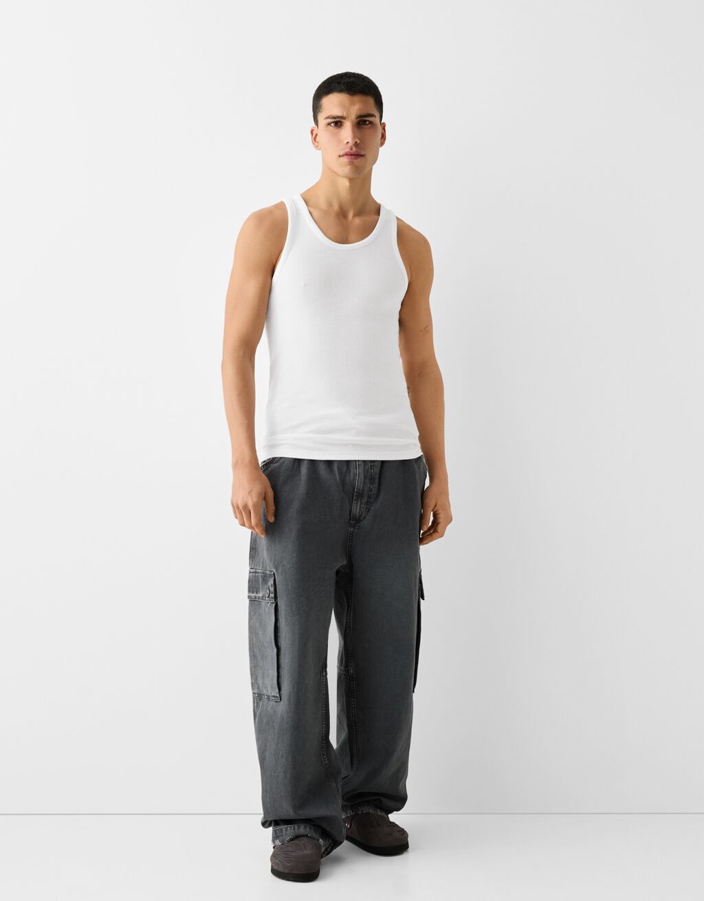 Ribbed vest top-White-3